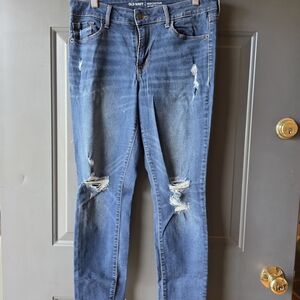 Old Navy Blue Distressed Women Jeans Size 8